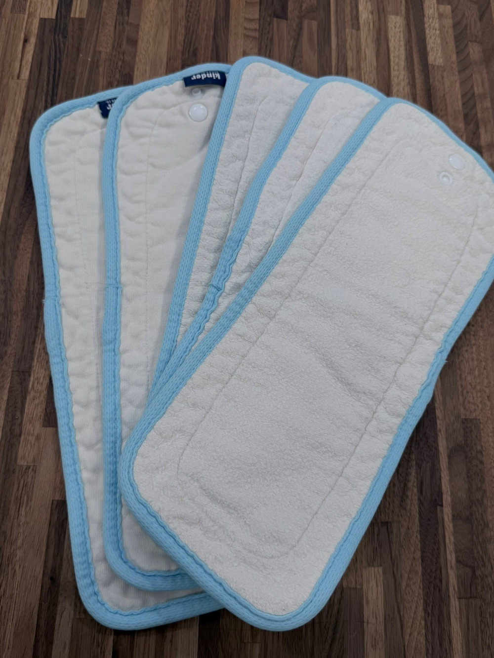 Kinder Cloth Diaper Insert - Bamboo Viscose Lot Of 5 Blue Hemp Cotton